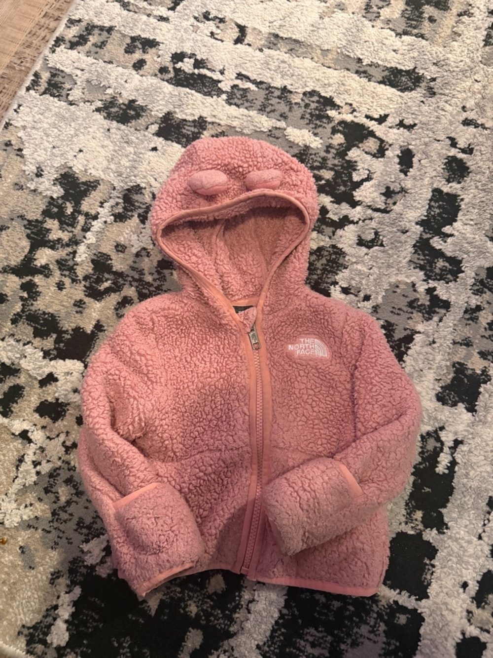 Pink The North Face Blush Pink Sherpa Hoodie with Hood 6-12 Months